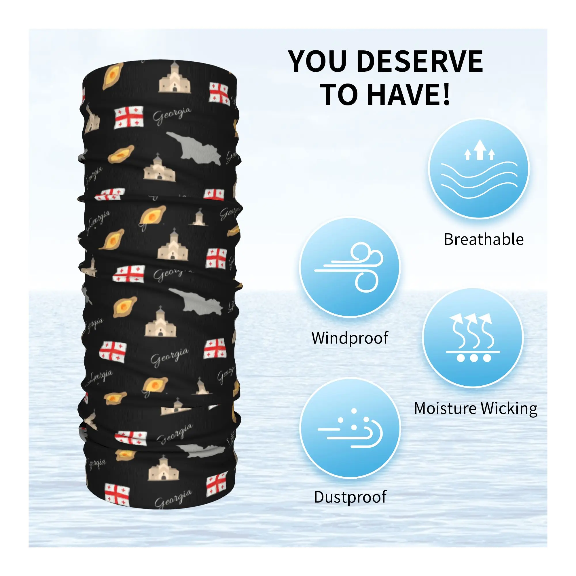 Bandeira da geórgia mao bandana pescoço gaiter proteção uv rosto cachecol capa feminino masculino georgiano orgulhoso patriótico bandana tubo balaclava