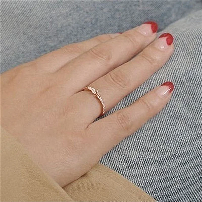 New Pattern Flowers Ring Plating Rose Gold Silver Color Micro Cubic Zirconia Tail Ring Fashion Women\'s Accessories Jewelry Gift