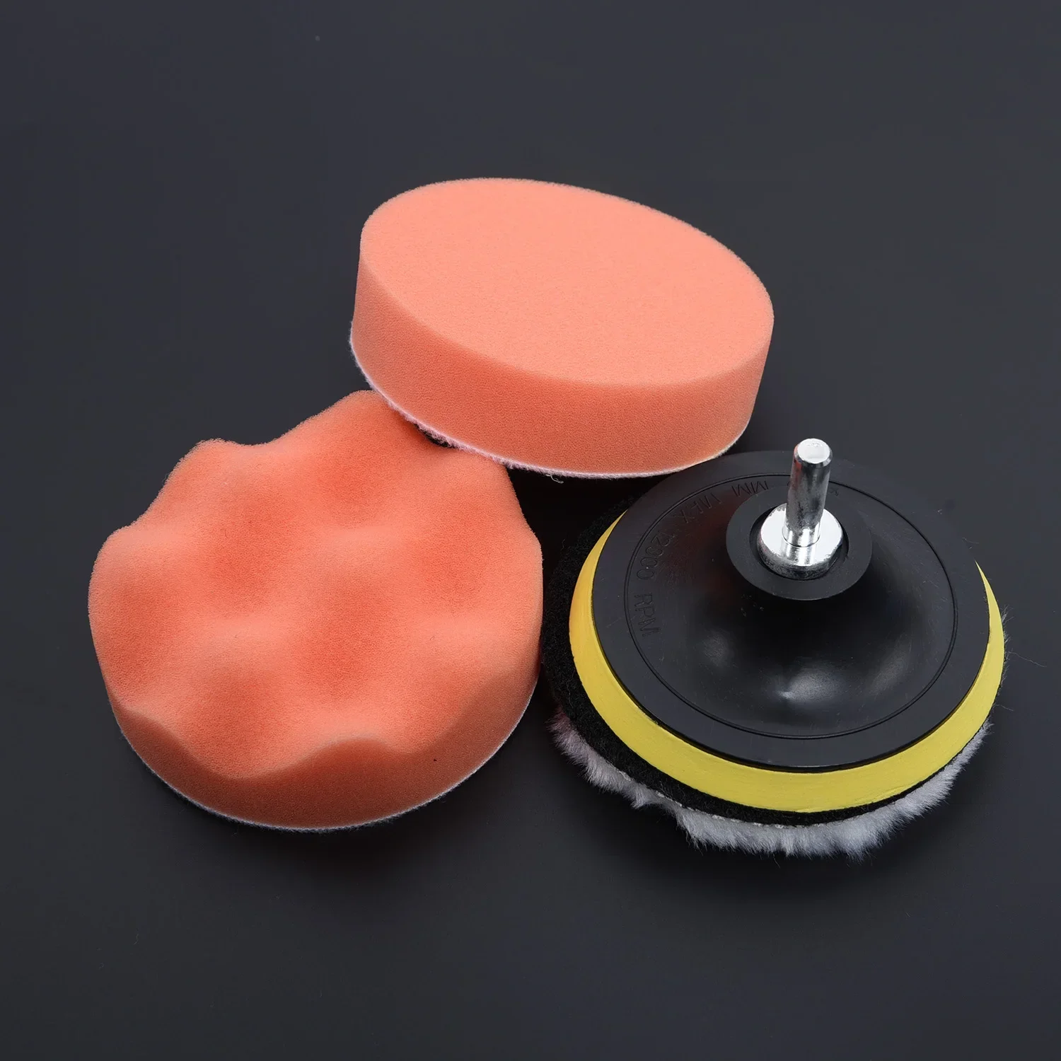 5Pcs/Set 4” Gross Polishing Buffing Pad Kit Tool With Drill Adapter Car Polisher Buffer Widely Use  Car Accessories
