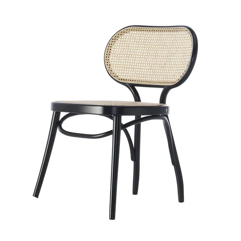 

Nordic simple dining chair household living room leisure recliner back chair homestay rattan furniture stool