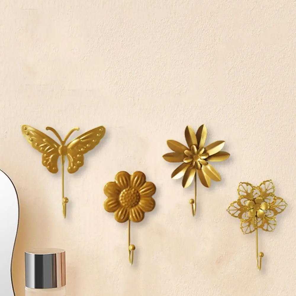 

2 шт. декоративные настенные крючки с цветами, водонепроницаемые влагостойкие металлические настенные крючки, простые в установке