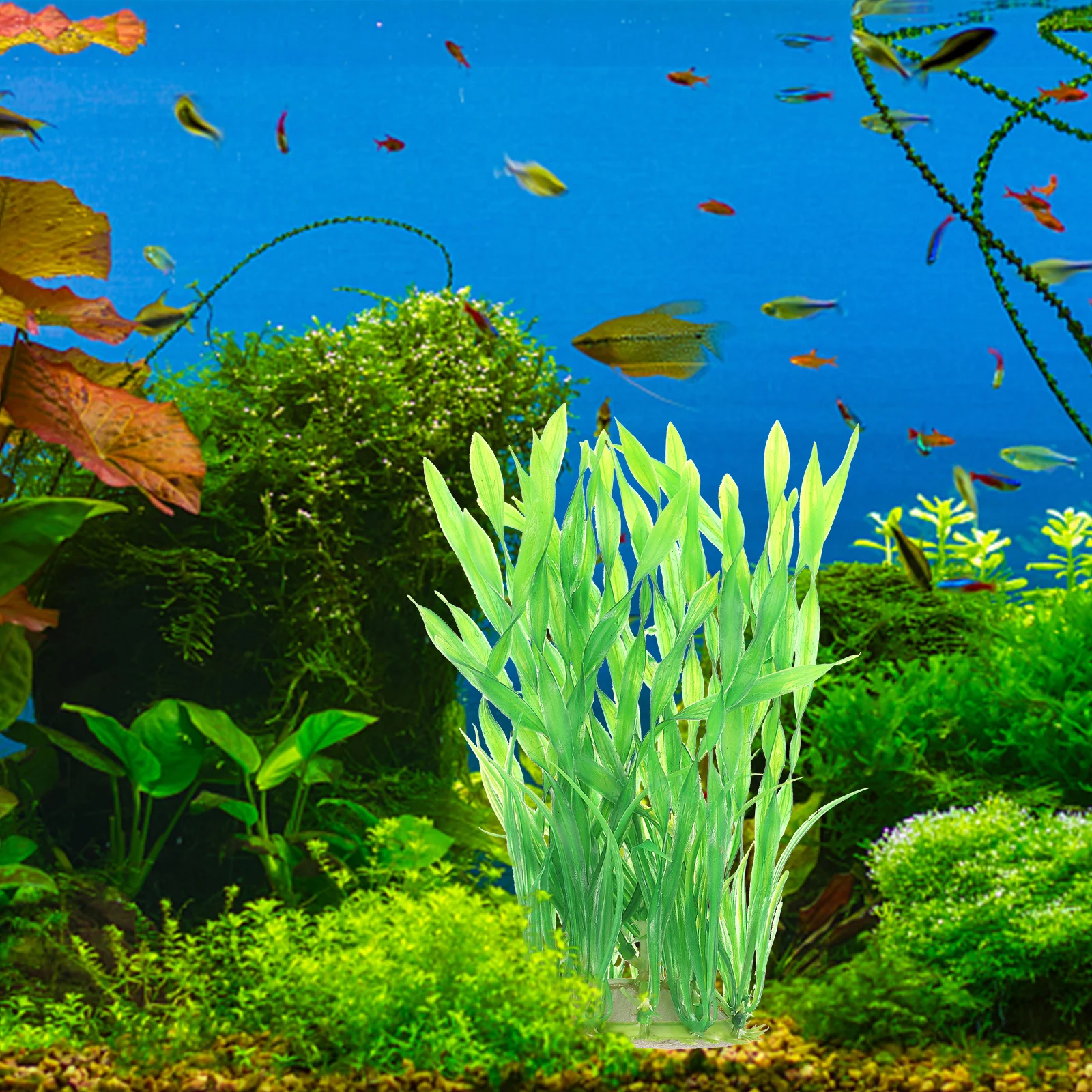 

2 Pcs Artificial Aquarium Plants Lifelike Plastic Fish Tank Decorations Safe Water Long Use Thick Bottom Landscape Accessories