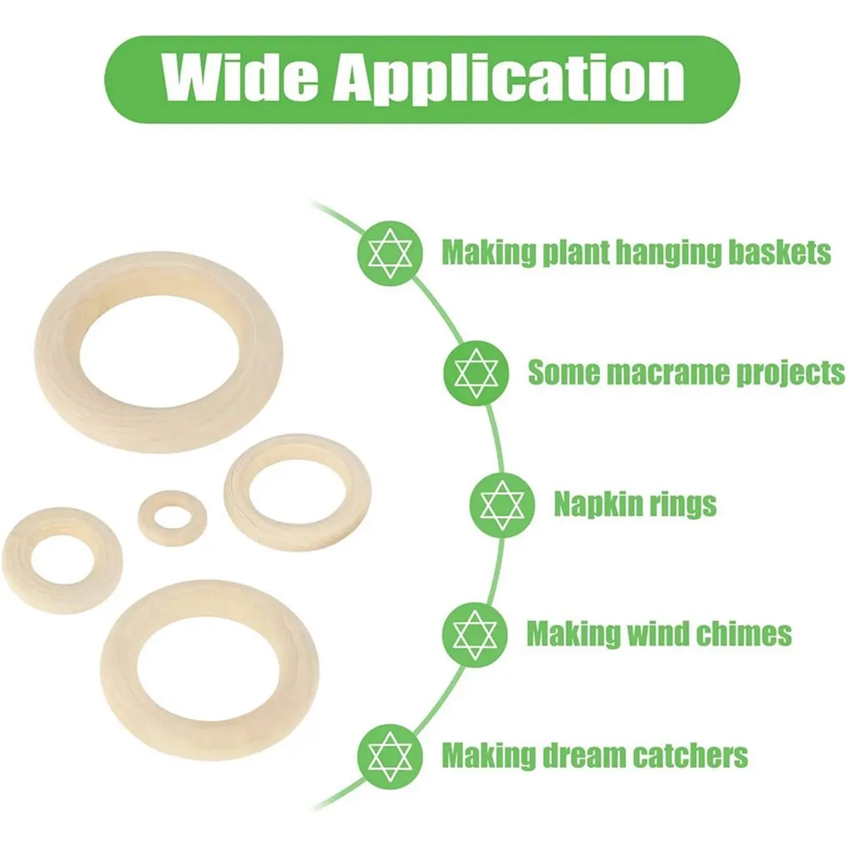 ABCD 100 PCS Unfinished Natural Wooden Rings for Crafts,Wood Rings for DIY,Pendant Connectors,Jewelry Making,Macrame Supplies