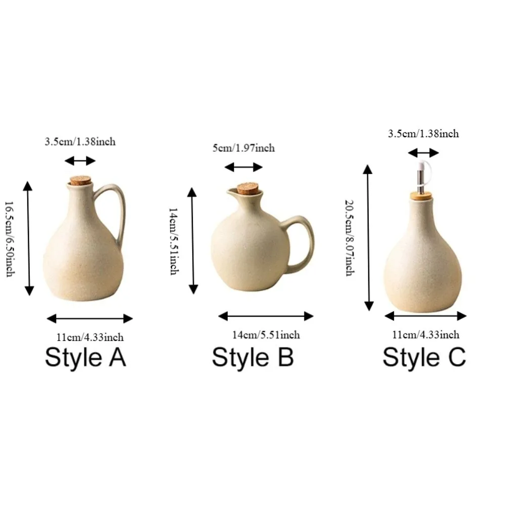 Coarse Pottery Japanese Style Minimalist Oil Pot Matte Beige Soy Sauce Bottle Vintage Seasoning Bottle Dinning Table view 6
