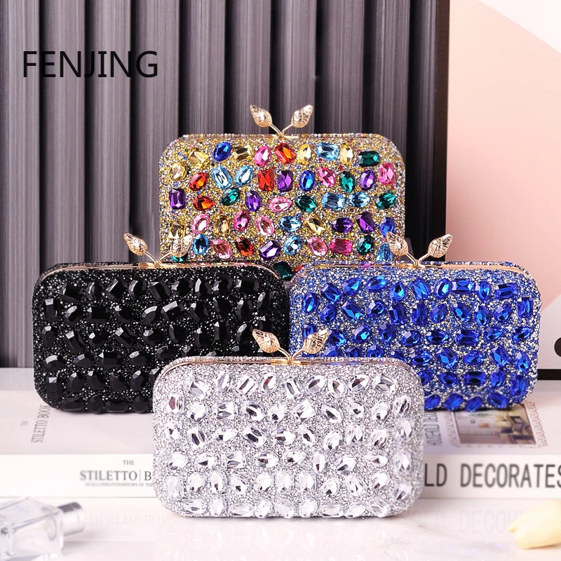 Colorful Rhinestone Clutches for Women Party Wedding Purses Luxury Designer Crossbody Bag 2024 Handbags Diamond Clutch Evening