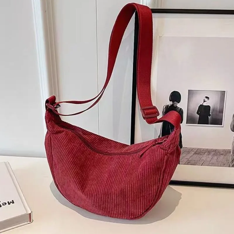 

New Style Corduroy Dumpling Bag Fashion All-match Shoulder Bag Large Capacity Pupil Go To Class Crossbody Bag Female Tide