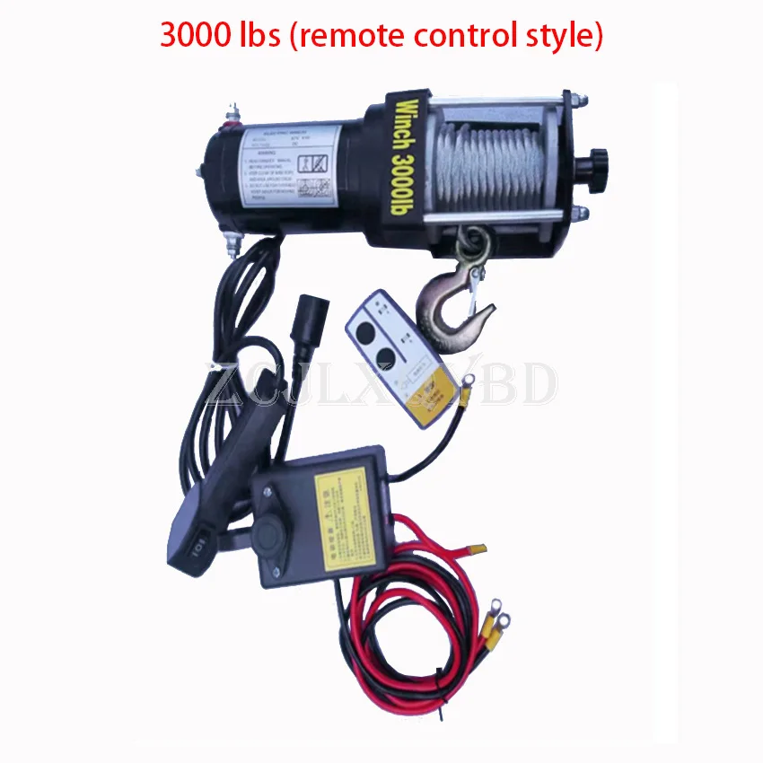 Vehicle Self-rescue Off-road Winch 3000lbs 12V 24V Electric Winch For Vehicle Crane 3000 Lbs Handle And Remote Control Style