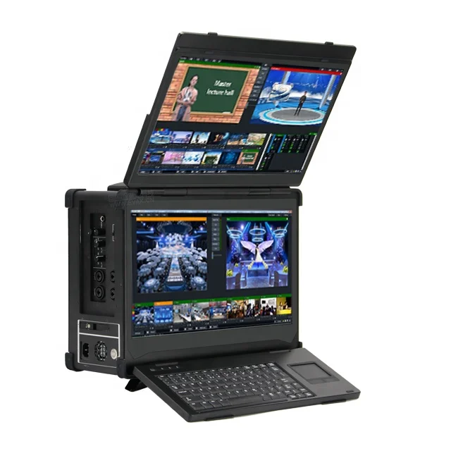 Dual Screen Rugged Laptop Computer Live Stream Broadcast Switcher Video All-in-One Machine for Radio & TV Broadcasting Equipment