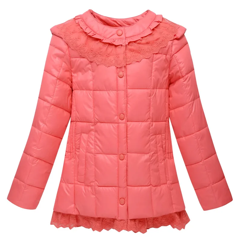 New Children Down Jacket Winter Cotton-Padded Jacket Women\'s Keep Warm Cotton Coat Girls\' Lace Children\'s Clothing Puffer Coats