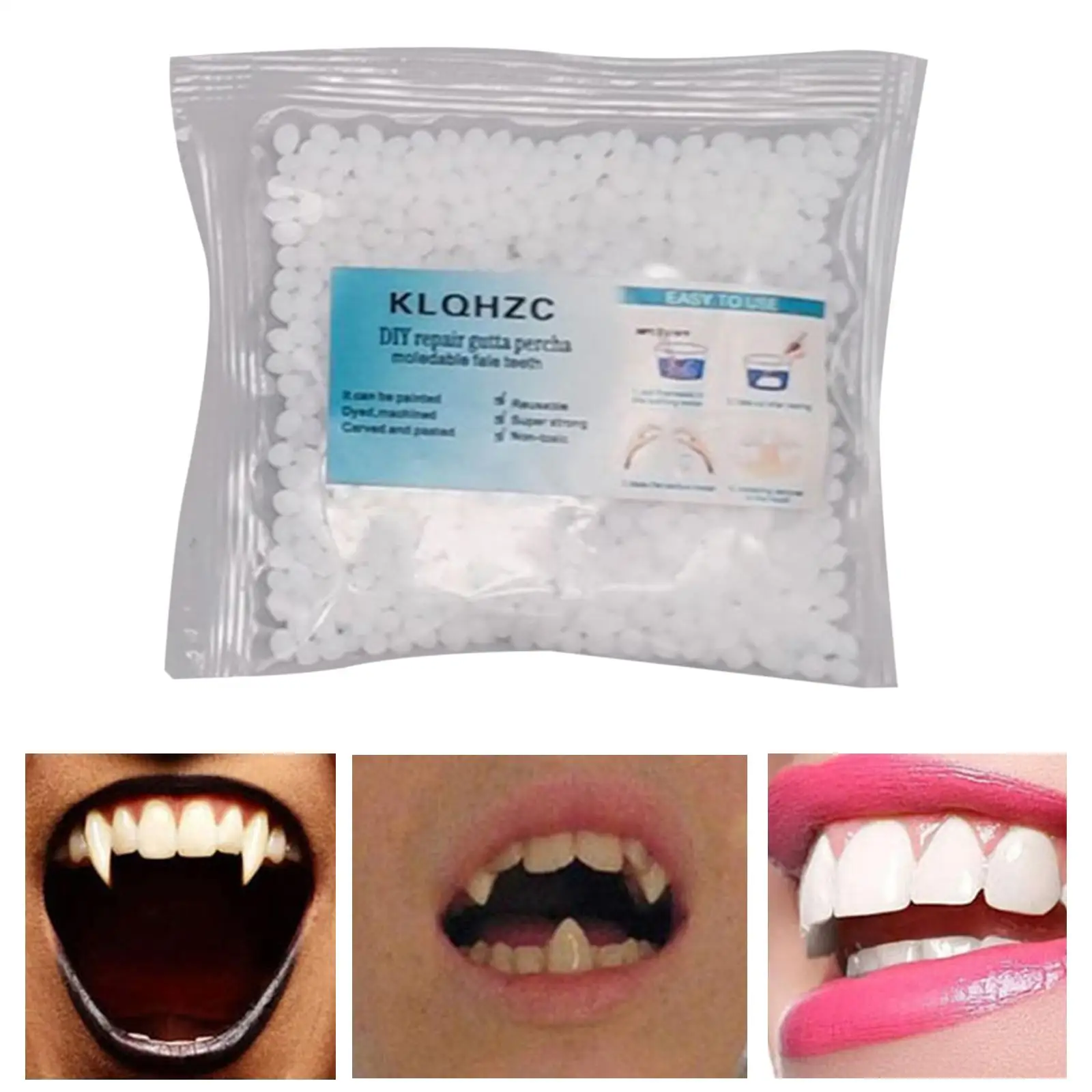 Kit di riparazione temporanea dei denti 25G di riempimento di perline termiche Fix The Missing Broken Tooth impiallacciature modellabili False Oral