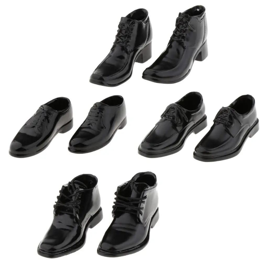 Custom 6:1 Scale Male Shoes Black Casual PU Leather Doll Garment Accessories