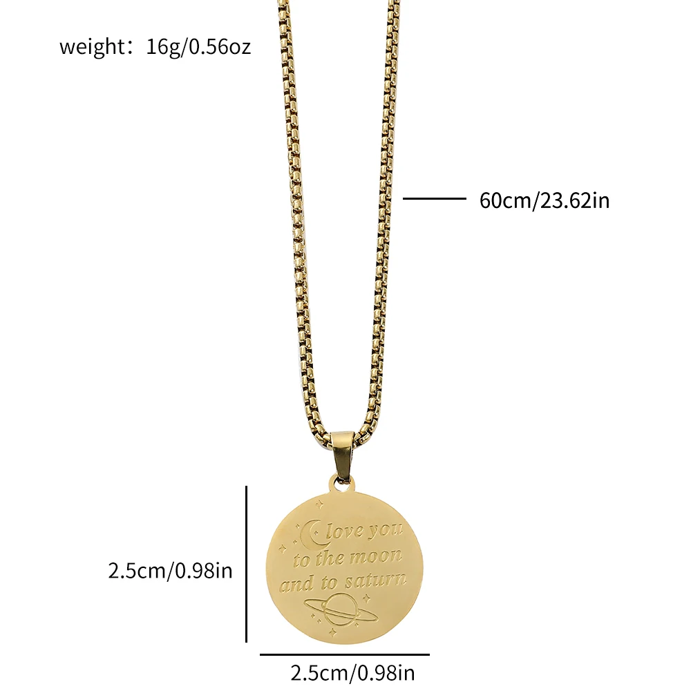 World Map Engraved Necklace - Round Pendant, Travel Inspired Jewelry Gifts for Men and Women