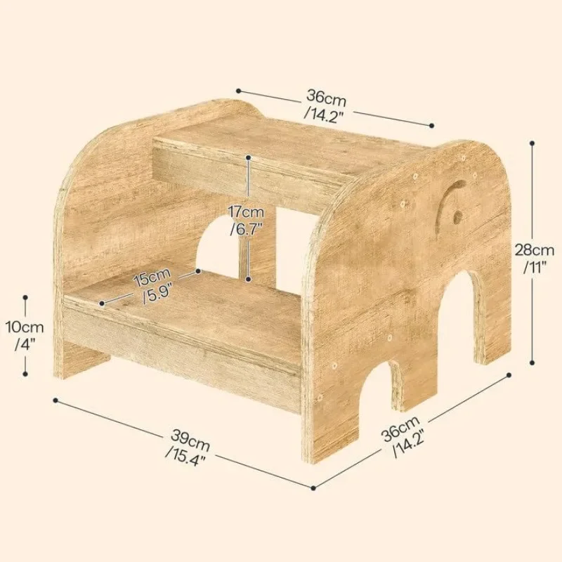 Children's wooden footstool Household washing table Height-increasing bracket Animal non-slip climbing step Solid wood