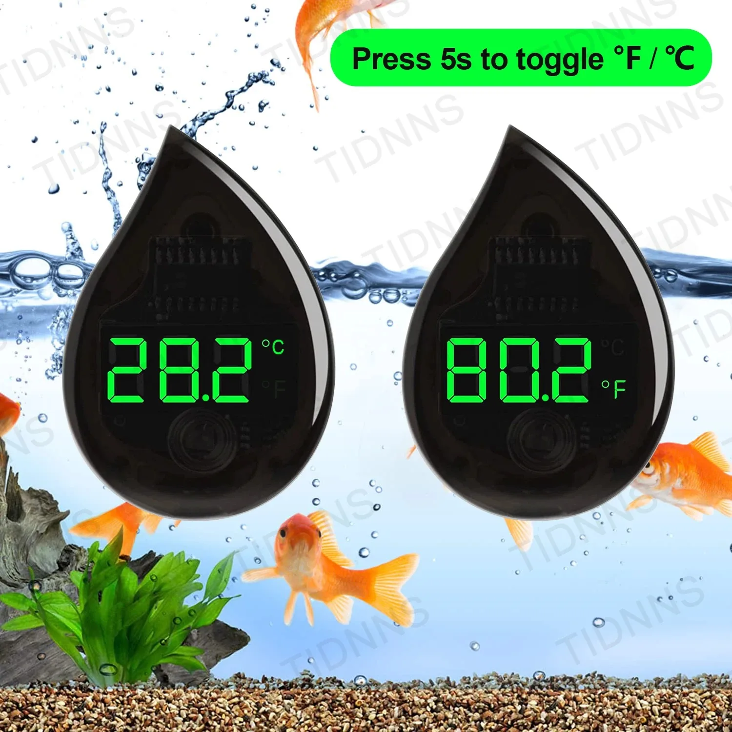 Aquarium Self-Adhesive Thermometer LCD Digital Fish Tank Mini Thermometers Free switching ℃/℉Temperature Meter0-90℃