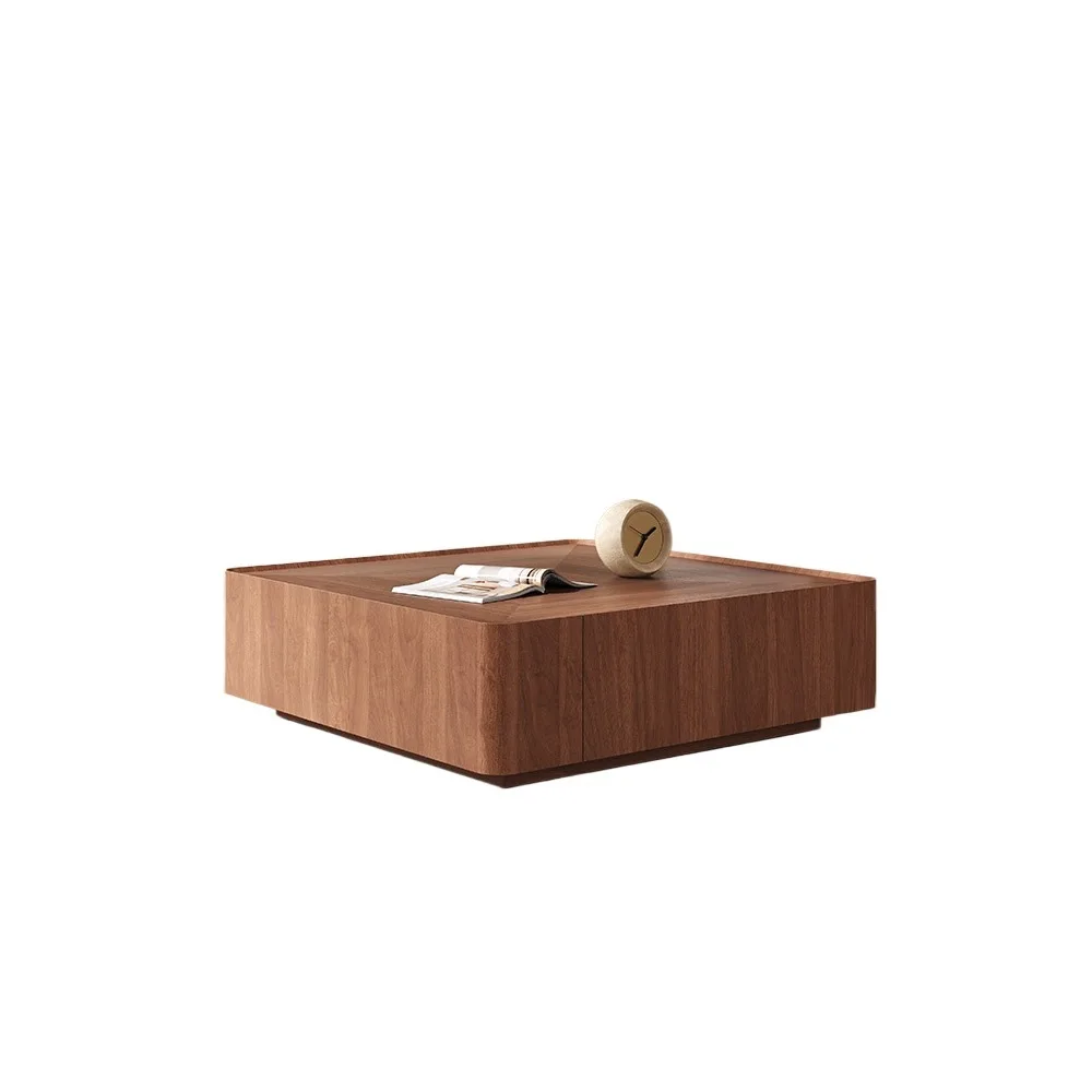 

Italian minimalist walnut solid wood coffee table square, modern simple square furniture