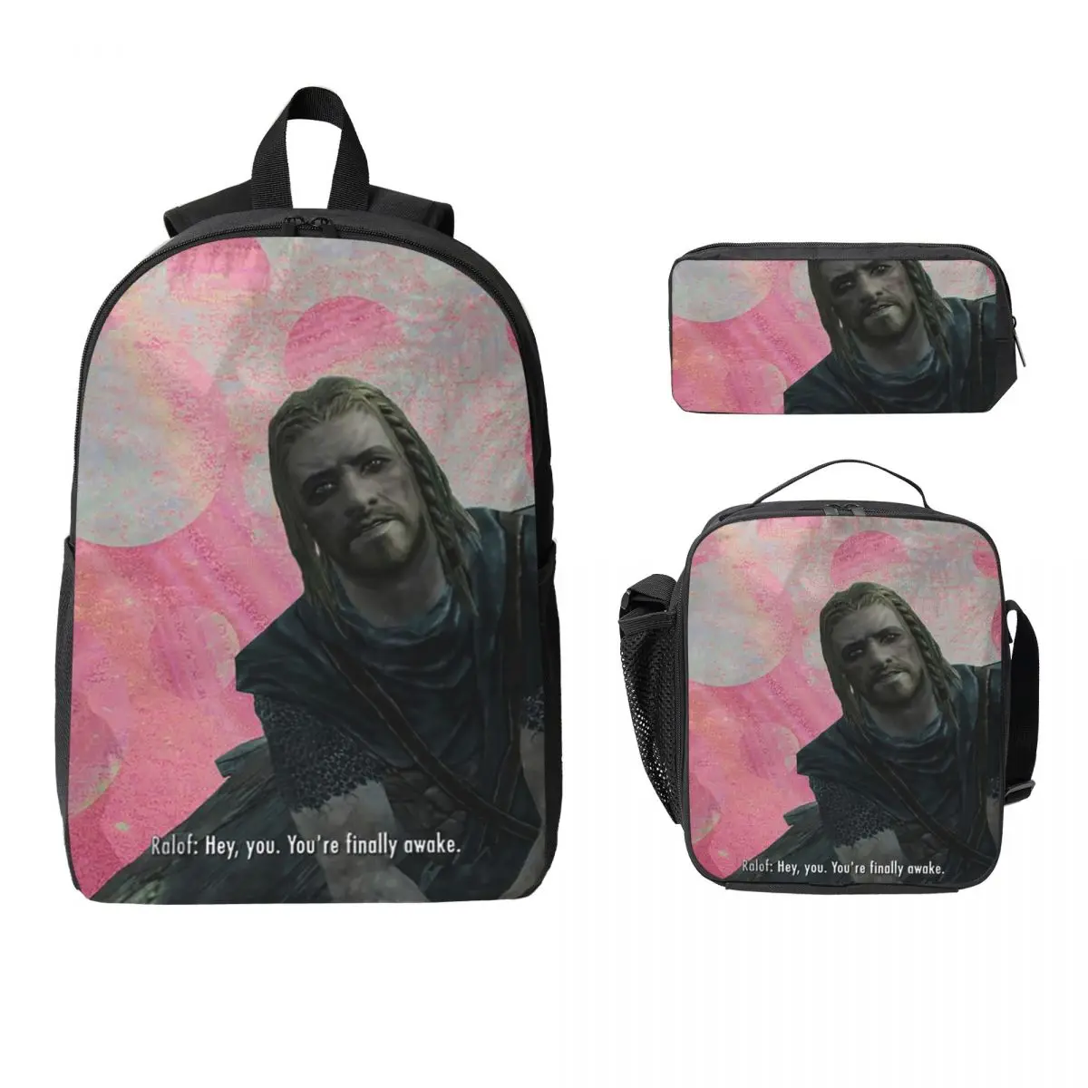 

HDR - Hey, You. You're Finally Awake Backpack BookBag School Bag Computer Shoulder Bags 3ps Insulated Lunch Bag Pencil Case