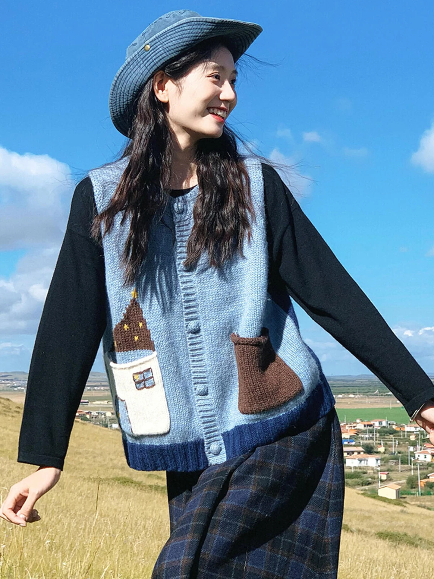 

Comfortable Knitted Open Cardigan Svel Layering Women's Vest Sle Commute Faion Trendy Autumn 2025 Poetic Lin Brand