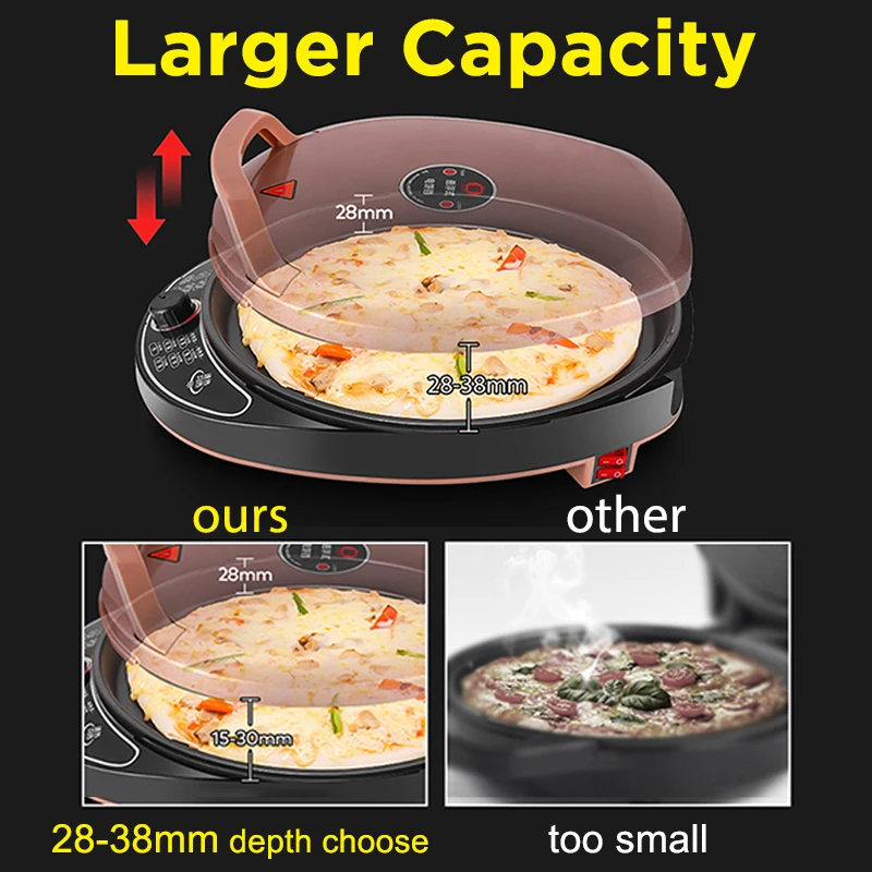 CILANDAR Electric Baking Pan Double-sided Heating Suspension Type Crepe Maker Skillet Pancake Baking Machine Pie Pizza Griddle