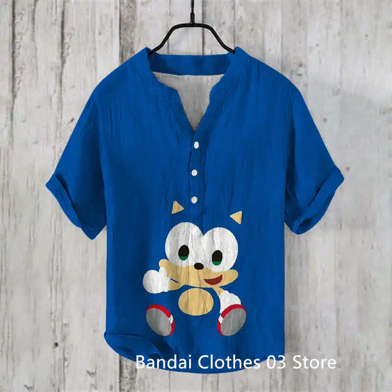 

Hots Sonic Teenager Premium Henley Collar Summer Men Casual 3D Printed Short Sleeve T-Shirt Men's Art Shirt S-5XL Fast Shipping