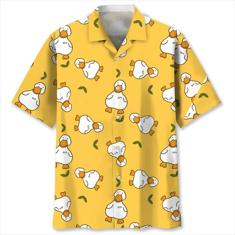 Summer Cute 3D Printing Animal Rubber Duck Shirts For Men Funny Yellow Duck Graphic Short Shirts Kid Kawaii Clothing Fashion Top