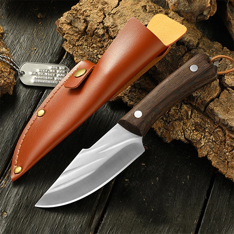 Stainless Steel Boning Knife Kitchen Utility Knife Cleaver Barbecue Cutting Fishing Knife with Sheath Cooking Tools