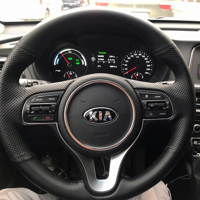Braid Red Non-slip Genuine Leather Microfiber Style Steering Wheel Cover for Kia Sportage 4 KX5 K5 2015 2016 Car Accessories