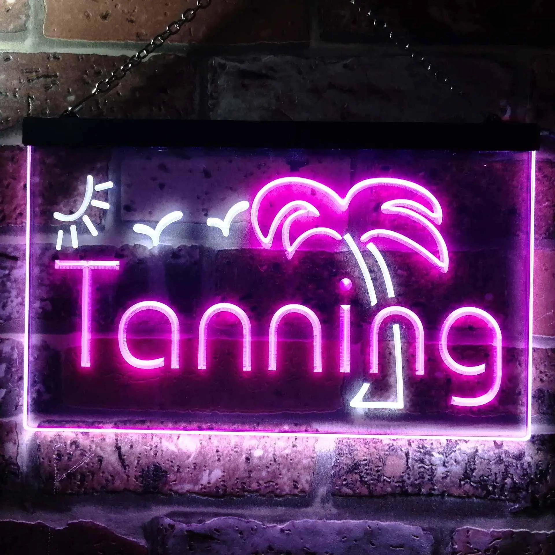 Tanning Sun Bathing Dual-color LED Neon Sign st6-i0359