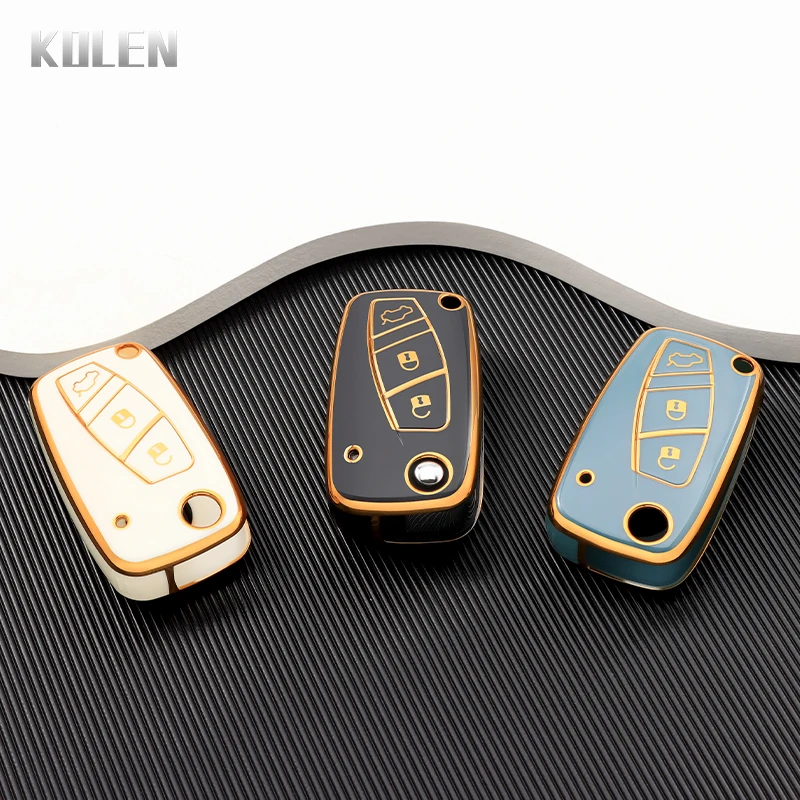 Nuovo TPU Car Flip Key Case Cover per FIAT 500 Panda Stilo Ducato Punto Doblo Bravo 3 pulsanti supporto protetto Fob Bag accessori