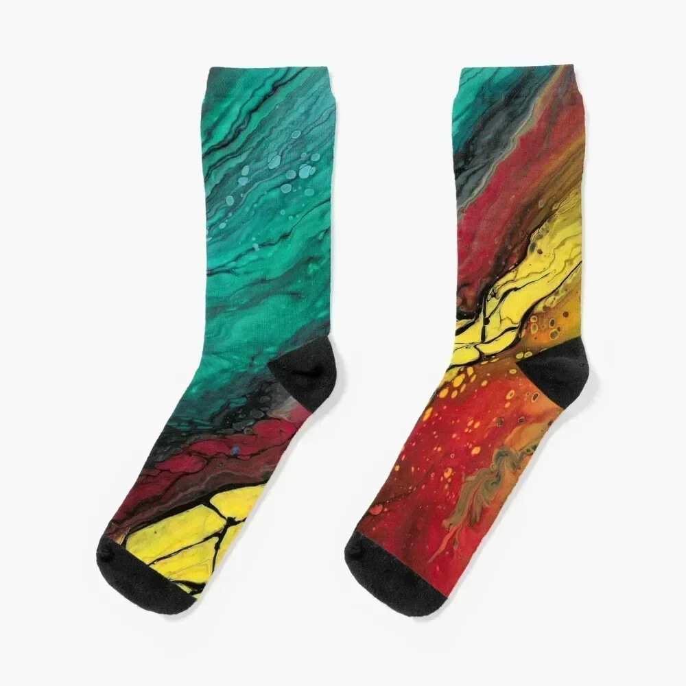 

Elemental Flow - Acrylic Pour Socks luxe halloween hip hop Socks For Girls Men's