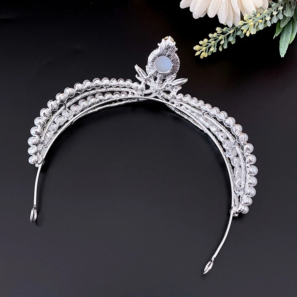 

Pearl Tiara Bridal Hair Accessories Elegant Crown Rhinestone Design Wedding Women Pearl Inlaid Brightness Comfortable