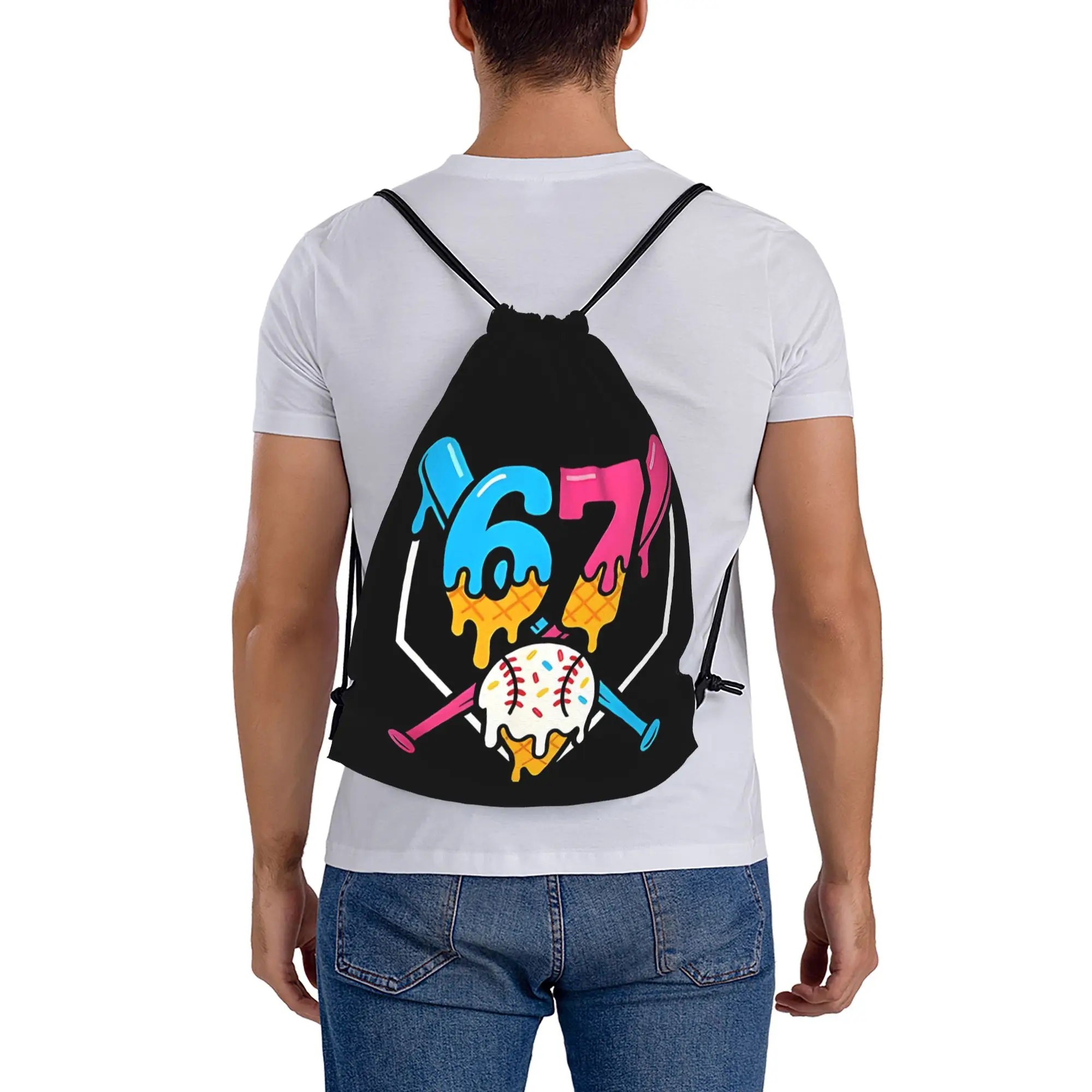

Многофункциональный рюкзак-мешок Six Seven Baseball Ice Cream Drip 67 для мужчин и женщин, подростков, для путешествий, с принтом, на шнурке