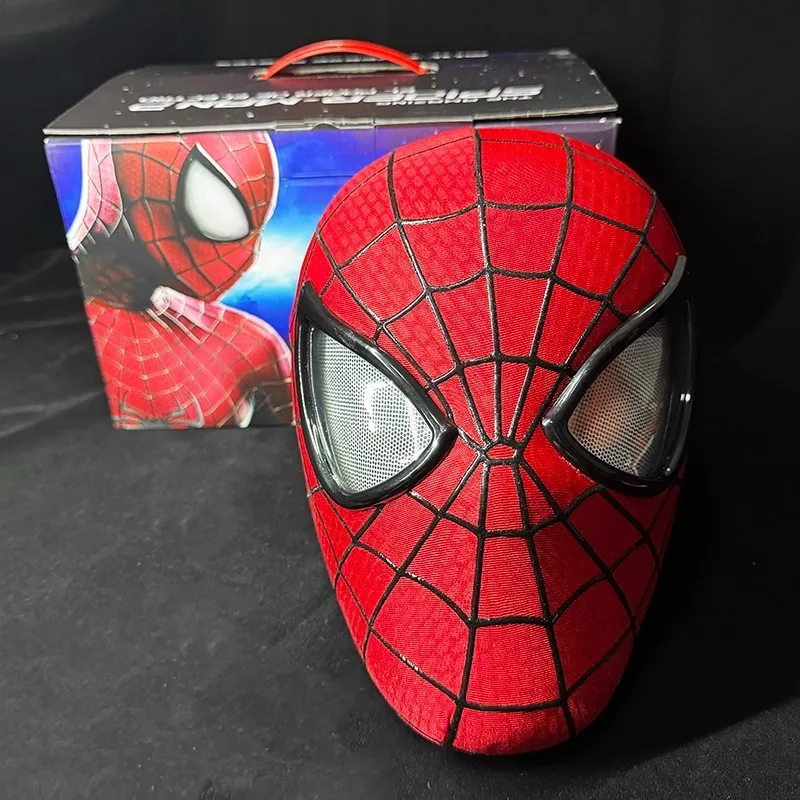 Spider-Man Auto-Touch Light Up Mask with Motorized Eyes & Ring Control 1:1 Scale Wearable Collectible for Cosplay