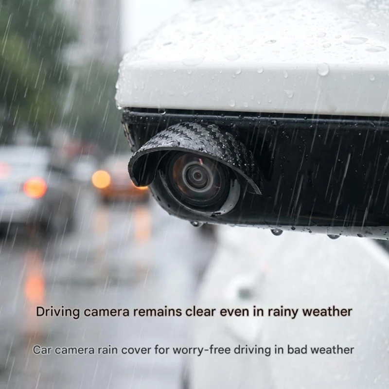 Car Reversing Camera Rain Cover Car Rear Camera Rain Cover Carbon Fiber Pattern Car Rear View Camera Trim Dust