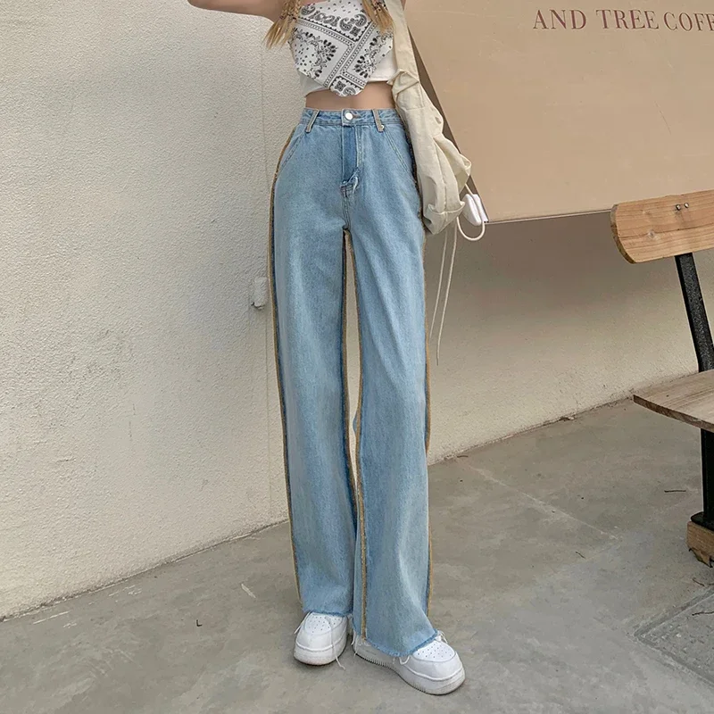 

Women Casual High Waist Plus Size Summer Denim Pants 2023 New Wide Leg Jeans Streetwear Vintage Loose Blue Boyfriend Trousers