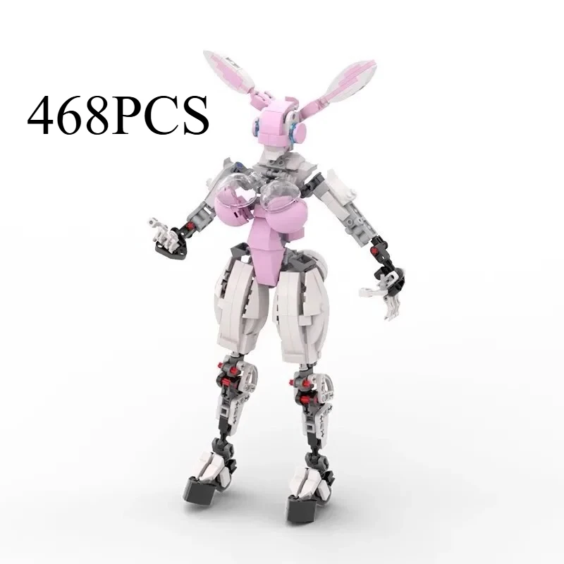 

MOC Miss Bunny Building Blocks Меха Официантка Бар Девушка Воин Робот с подносом для напитков Модель Киберпанк Подарок для взрослых коллекционеров