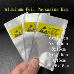 Folha de alumínio Anti-Static Shielding Bags, ESD Open Top Package, impermeável, armazenamento, cabo, bateria, embalagem, fosco, translúcido