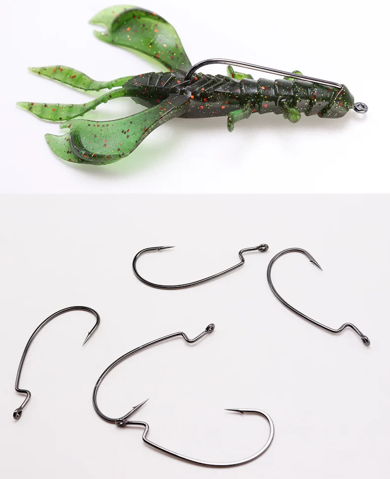 ZYZHE 10~12 Stück/Beutel Texanische Haken Offset-Haken aus Hochkarbon-Stahl BKK Crank-Haken für Weichköder Softjerk Pesca Angelzubehör – Detail 10