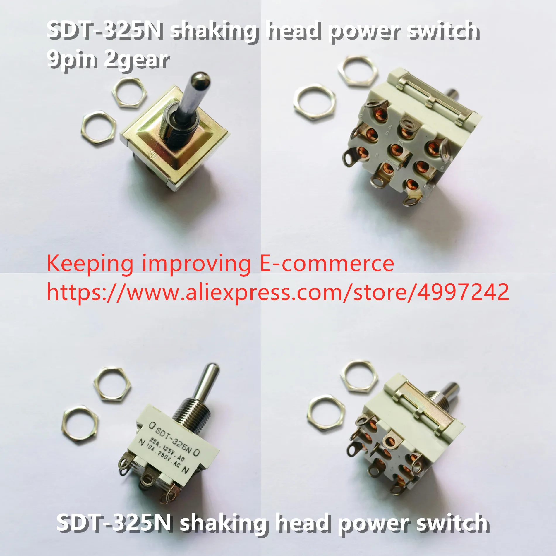 

Original new 100% SDT-225N 6pin 2gear button switch shaking head power switch 10A250V SDT-325N 9pin 2gear