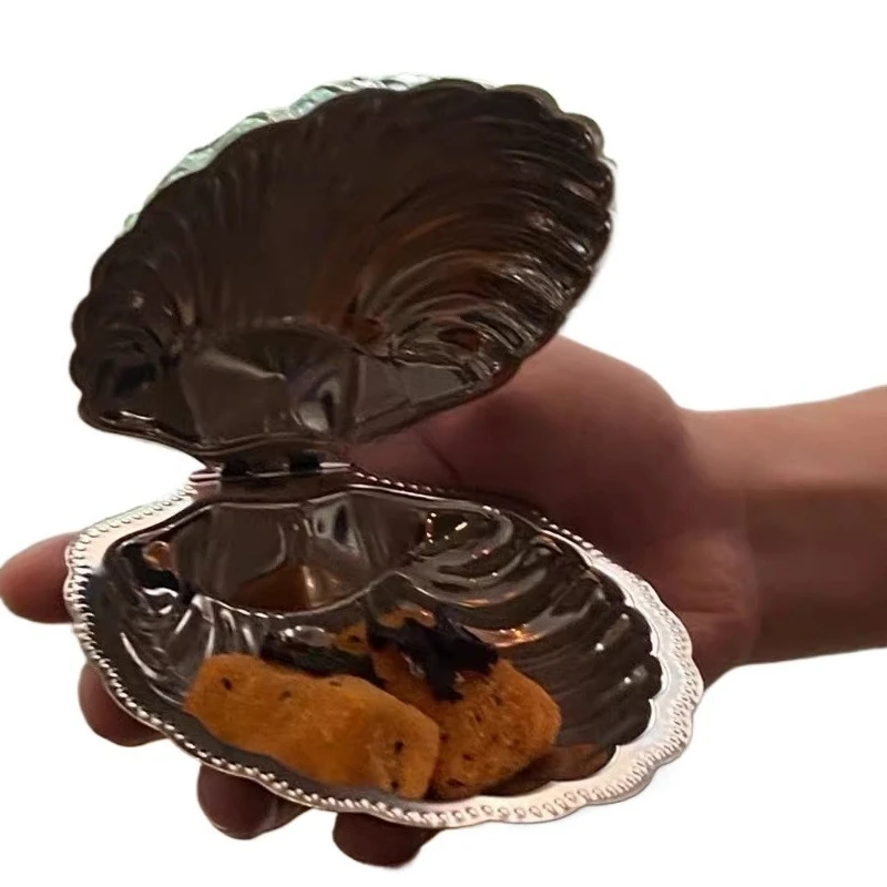 الفرنسية خمر شل طبق الزبدة حامل مجوهرات من صلب لا يصدأ INS صندوق طاولة الرجعية الغربية للتخزين أو استخدام الديكور #6