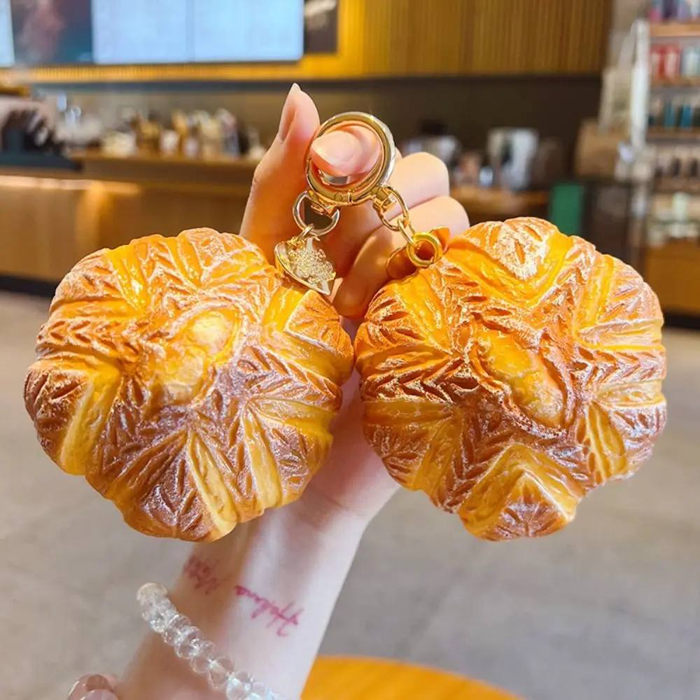 Realistic Bread Squishy Keychain Slow-rebound Soft-PU Simulation Bread Squeeze Lightweight Mini-size Food Bread Ornaments