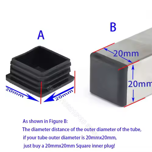 Black Square Pipe Tube Cap Plastic Tubing End Cover Glide Insert Blanking End Plugs Bung 10/13/15/16/18/19/20//22/23/25/28-200mm - Image 6
