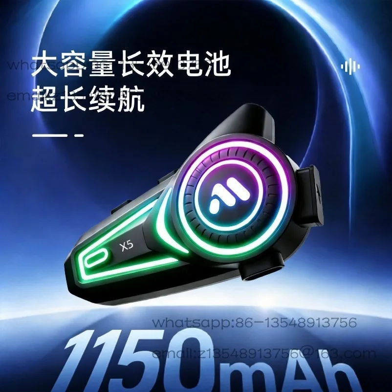 X5 waterproof noise reduction motorcycle helmet with bluetooth headset dual intercom wireless riding headset