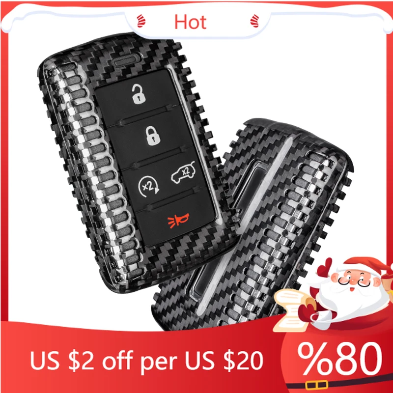 

Hot for Jeep Grand Cherokee L Key Cover, Carbon Fiber Key Fob Shell Case Protector for Jeep Wagoneer Grand Wag Interior Stickers