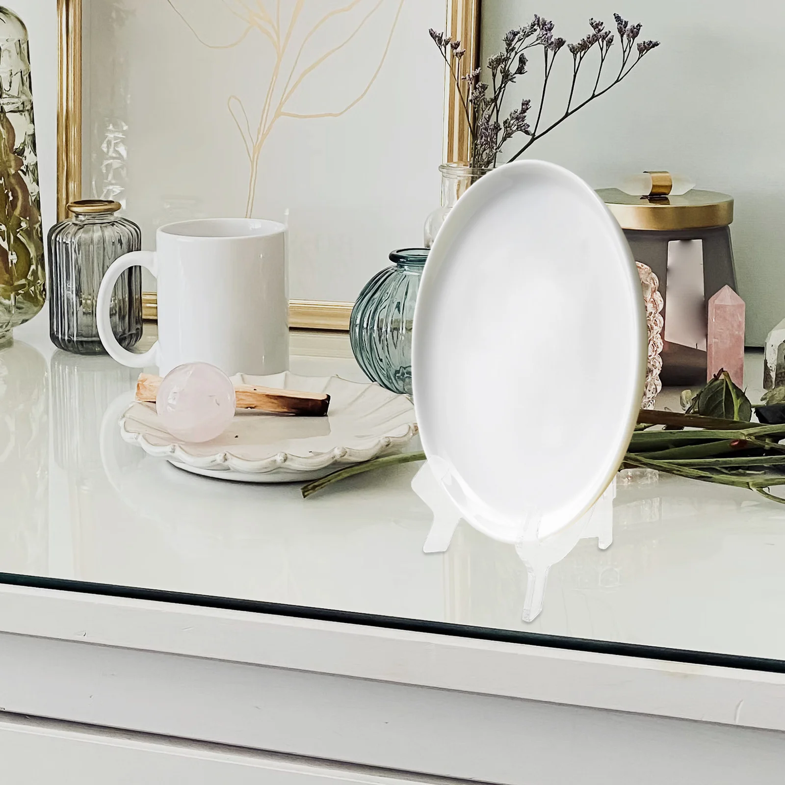 

4pcs Transparent Display Stands Clear Easels For Plates Menu Art Decorative Dish Holder Small Tabletop Picture Frame Stand Rack