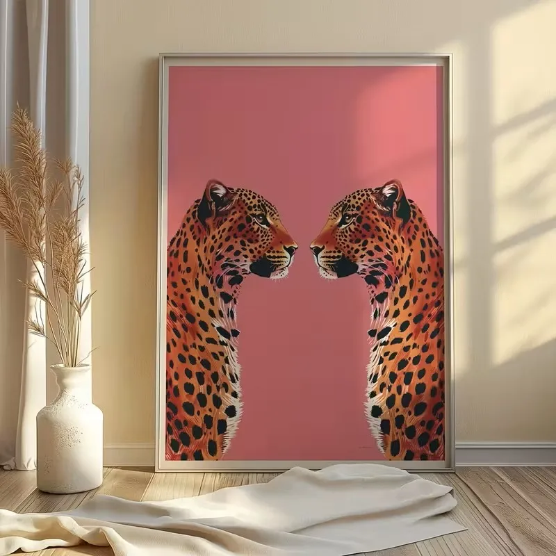 

Pink Leopard Art Prints Cheetah Wall Decorations Minimalist Animal Canvas Posters Home Decor Bedrooms Living Rooms Dormitories