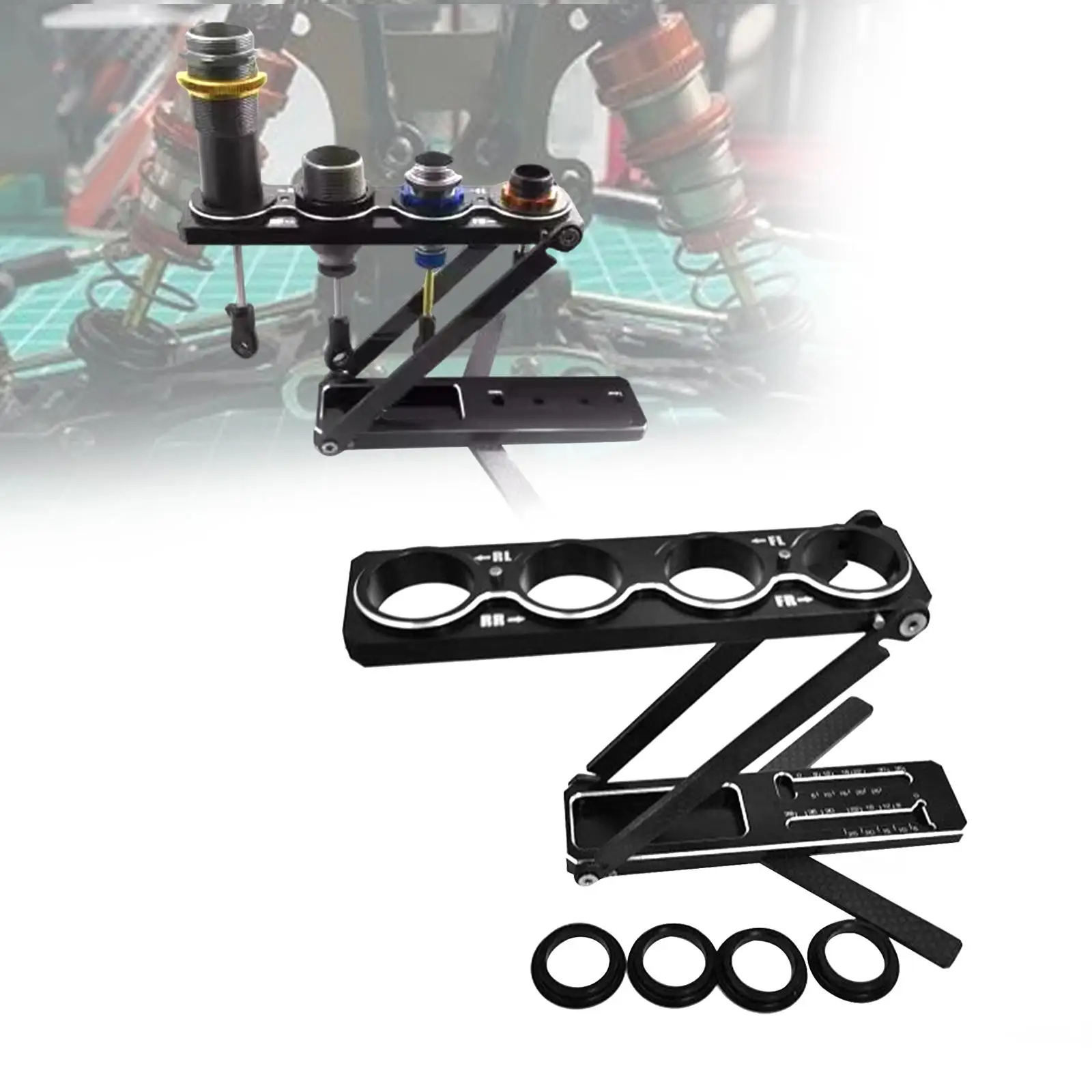 

Shock Absorber Bracket RC Car Assembly Repair Parts Shockproof Stand for RC Vehicle Metal Black RC Vehicle Shock Mount Stand