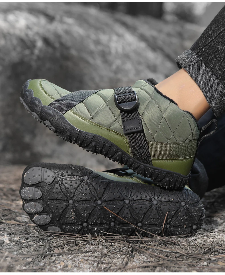 Winterstiefel für Damen und Herren, wasserabweisend, gesteppt, knöchelhoch, mit weichem, warmem Innenfutter, rutschfester Gummisohle, ideal zum Wandern und Spazierengehen. – Detail 5
