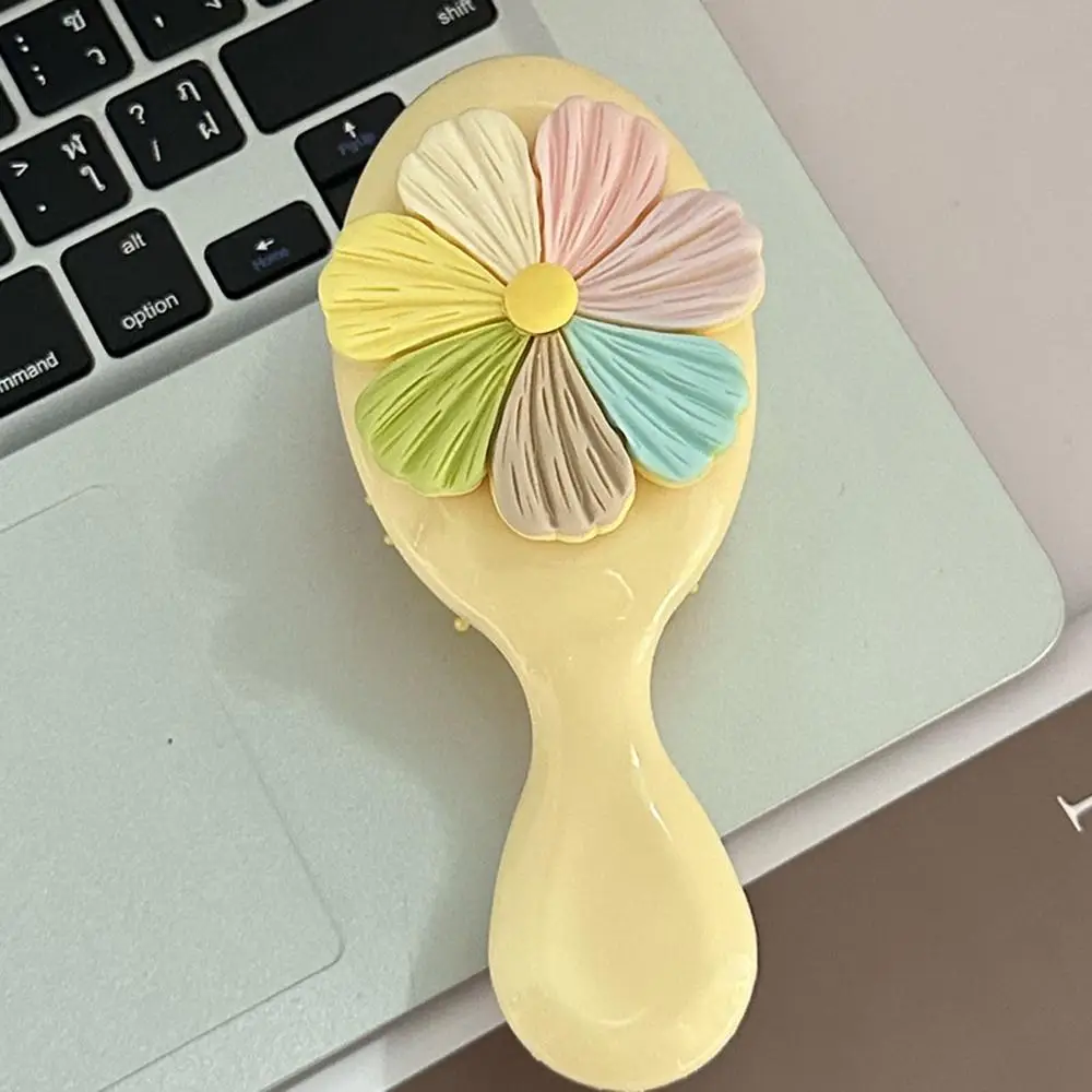 Portable Cake Flower Air Bag Comb Massage Comb Pocket Mirror 2 in 1 Comb Mirror Set Hair Brush Girl Heart Foldable Mirror Comb