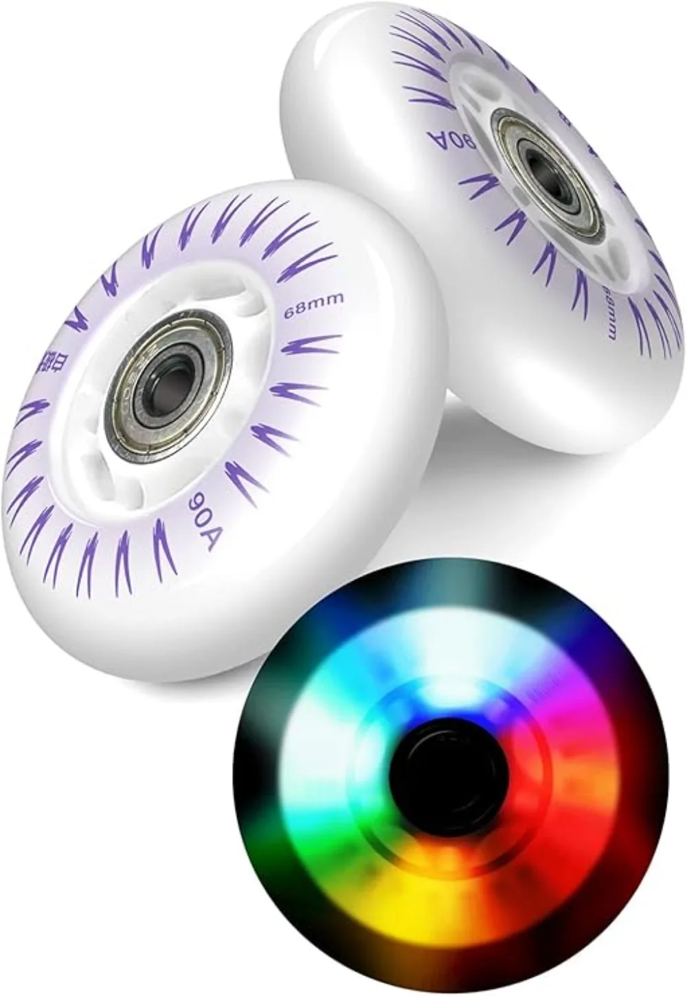 4PCS Luminescent Wheels Flash Inline Skate 90A LED Wheels Flash Roller Skates 68mm 72mm 76mm 80mmMulti-Specification Multi-Color
