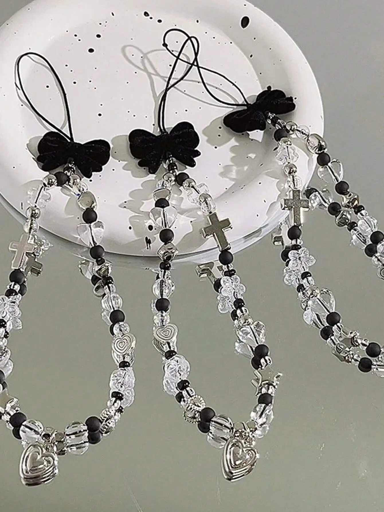 

1pc Y2K Korean Style Cute Bow Heart Floral Pendant Phone Strap, Compatible With IPhone, Women/Girls Jewelry Lanyard,